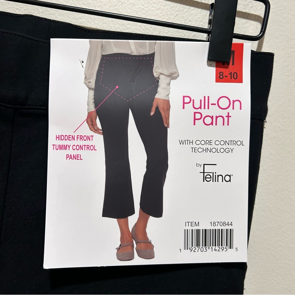 NWT Felina Black Pull On Casual Dress Pants w/ Tummy Control Panel - Size Medium - Picture 4 of 10